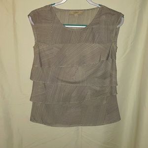 Loft Petite Striped Tiered Cap Sleeve Shell